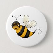Glimlachende Bij Pret Bumblebee Karakter Ronde Button 7,6 Cm (Voorkant)
