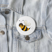 Glimlachende Bij Pret Bumblebee Karakter Ronde Button 7,6 Cm (In situ)