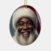 Glimlachende Black Santa Family Aanpassen Keramisch Ornament (Rechts)