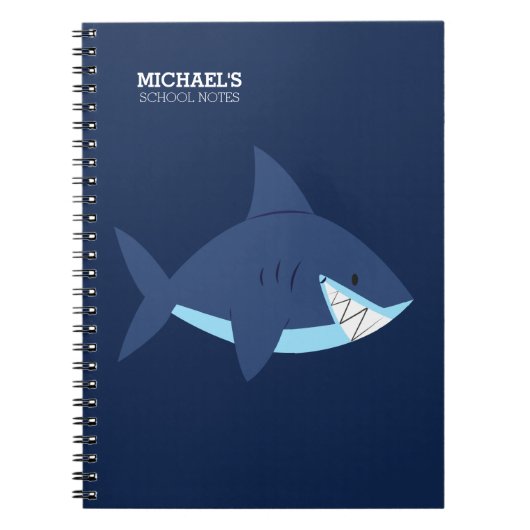 Glimlachende blauwe haai notitieboek (Voorkant)