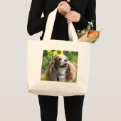 Glimlachende Blenheim Cavalier King Charles Spanie Grote Tote Bag (Voorkant (product))