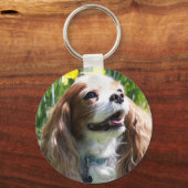 Glimlachende Blenheim Cavalier King Charles Spanie Sleutelhanger (Voorkant)