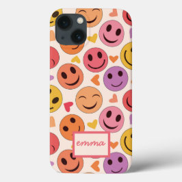  Glimlachende blije gezichten met harten aangepast Case-Mate iPhone Case