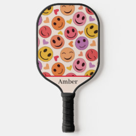 Glimlachende blije gezichten met harten Persoonlij Pickleball Paddle