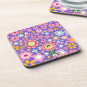 Glimlachende bloemen decoratief bier onderzetter (Linkerzijde)