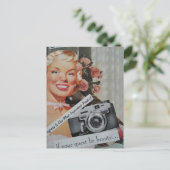 Glimlachende Blonde Vrouw Collage Briefkaart (Staand voorkant)
