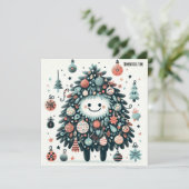 Glimlachende boom-enorme tijd feestdagenkaart (Staand voorkant)