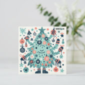 Glimlachende boom-enorme tijd feestdagenkaart (Staand voorkant)