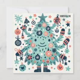 Glimlachende boom-enorme tijd feestdagenkaart