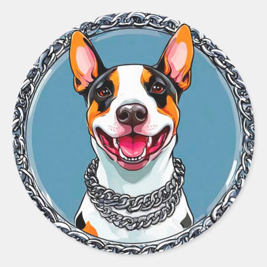 Glimlachende Bull Terrier 🐶 Gelukkig Mopshond Por Ronde Sticker (Voorkant)