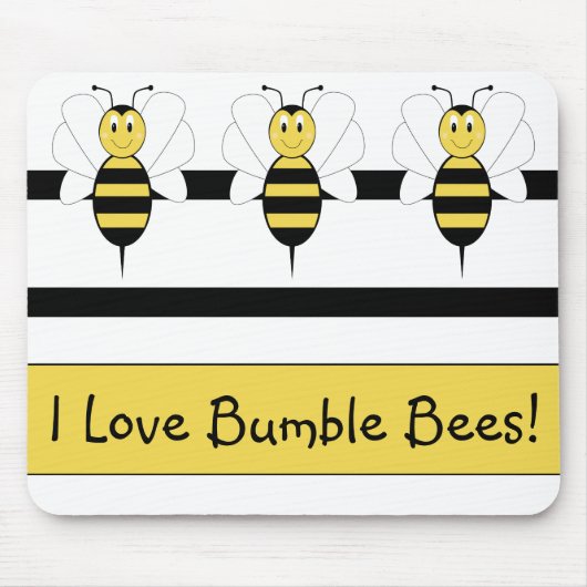 Glimlachende Bumble Bee Mousepad Muismat (Voorkant)