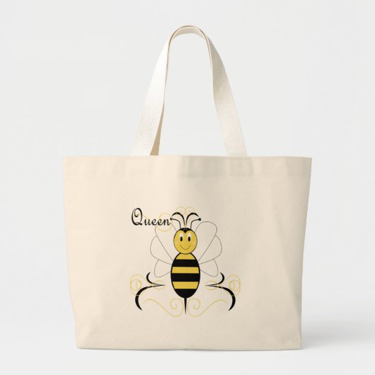 Glimlachende Bumble Bee Queen Bee Bag Grote Tote Bag (Voorkant)