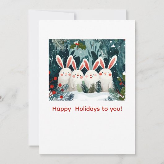 Glimlachende Bunnies Kerst Custom Holiday Kaart (Voorkant)