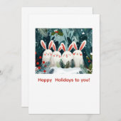 Glimlachende Bunnies Kerst Custom Holiday Kaart (Voorkant / Achterkant)