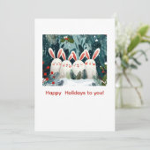Glimlachende Bunnies Kerst Custom Holiday Kaart (Staand voorkant)
