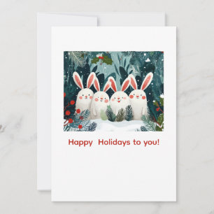 Glimlachende Bunnies Kerst Custom Holiday Kaart