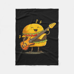 Glimlachende Burger met Gitaar voor Fast Food Rock Fleece Deken
