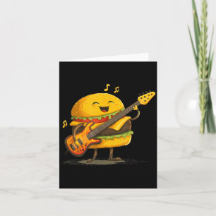 Glimlachende Burger met Gitaar voor Fast Food Rock Kaart