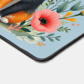 Glimlachende Calico-kat in bloeiende tuin Bureaumat (Hoek)