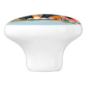 Glimlachende Calico-kat in bloeiende tuin Keramische Knop (Zijkant)