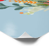 Glimlachende Calico-kat in bloeiende tuin Perfect Poster (Hoek)