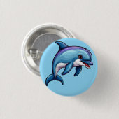 Glimlachende Cartoon Dolfijn Ronde Button 3,2 Cm (Voorkant /achterkant)