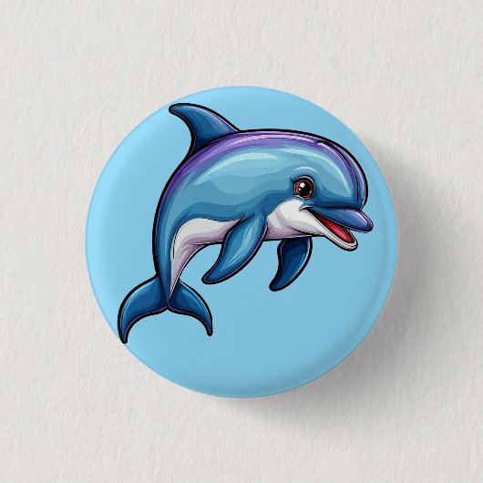Glimlachende Cartoon Dolfijn Ronde Button 3,2 Cm (Voorkant)