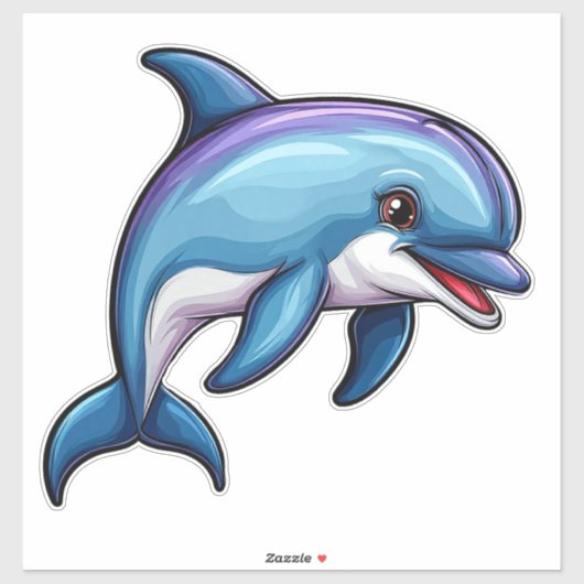 Glimlachende Cartoon Dolfijn Sticker (Vel)