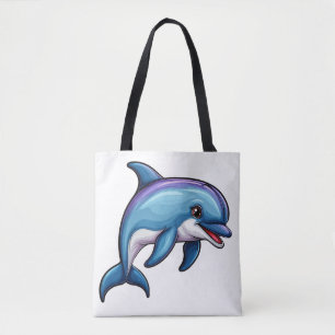 Glimlachende Cartoon Dolfijn Tote Bag