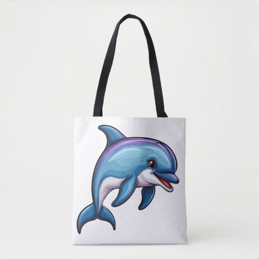 Glimlachende Cartoon Dolfijn Tote Bag (Voorkant)