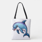 Glimlachende Cartoon Dolfijn Tote Bag (Achterkant)