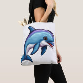Glimlachende Cartoon Dolfijn Tote Bag (Dichtbij)
