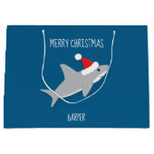 Glimlachende Cartoon Haai Santa Hat Dier Kerst Groot Cadeauzakje (Voorkant)