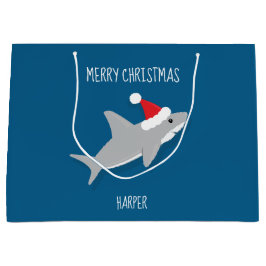 Glimlachende Cartoon Haai Santa Hat Dier Kerst Groot Cadeauzakje