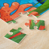 Glimlachende Cartoon haai zwemmen onder water Legpuzzel (Zijkant)