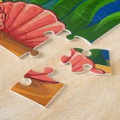 Glimlachende Cartoon haai zwemmen onder water Legpuzzel (Zijkant)