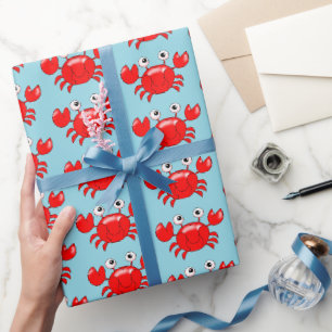 Glimlachende Cartoon Rode Krab Illustratie Cadeaupapier