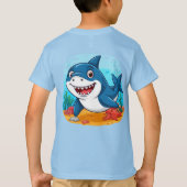 Glimlachende Cartoon Shark Character T-shirt (Achterkant)