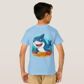 Glimlachende Cartoon Shark Character T-shirt (Achterkant volledig)