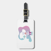 Glimlachende chef-kok met snor en dienblad bagagelabel (Voorkant verticaal)