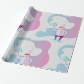 Glimlachende chef-kok met snor en dienblad cadeaupapier (Uitgerold)