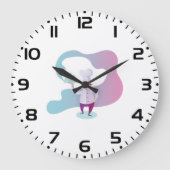 Glimlachende chef-kok met snor en dienblad grote klok (Voorkant)