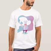 Glimlachende chef-kok met snor en dienblad t-shirt (Voorkant)