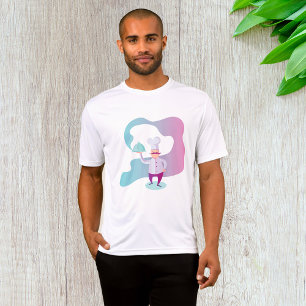 Glimlachende chef-kok met snor en dienblad t-shirt