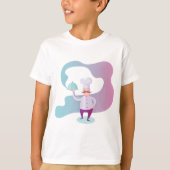 Glimlachende chef-kok met snor en dienblad t-shirt (Voorkant)