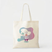 Glimlachende chef-kok met snor en dienblad tote bag (Voorkant)