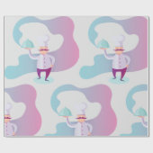 Glimlachende Chef met Snavelhaar en Bedienblad Cadeaupapier (Vlak)