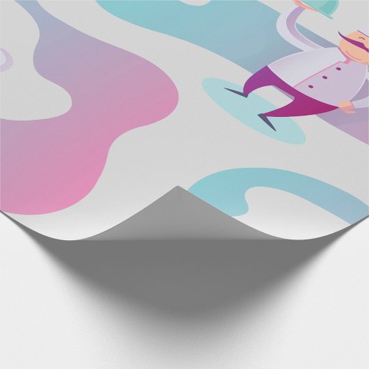 Glimlachende chef met snor en serveerblad cadeaupapier