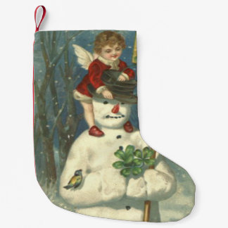 Glimlachende Cherub Snowman Shamrock Songbird Kleine Kerstsok