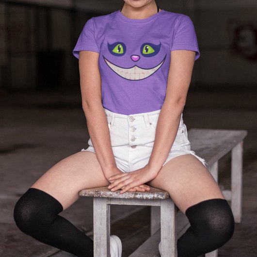 Glimlachende Cheshire Cat Face Halloween kostuum T-shirt